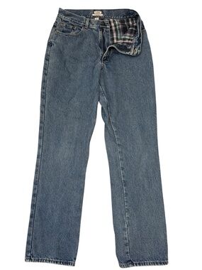 VTG 90s L.L.Bean Flannel Lined Jeans Original Fit 100% Cotton High Rise 12 Tall